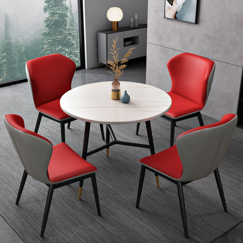 Traditional Luxury Style Dining Table Round Sintered Stone Table with Black Frame Clearhalo ' dining_table' 'Dining Tables & Seating' 'Dining Tables' 'furn' 'furn_dining_table' 'Furniture' 'furniture_dining_table' 'Kitchen & Dining Furniture' 'kitchen&dining_furn' 'kitchen' 'kitchen_dining_table' 4092526