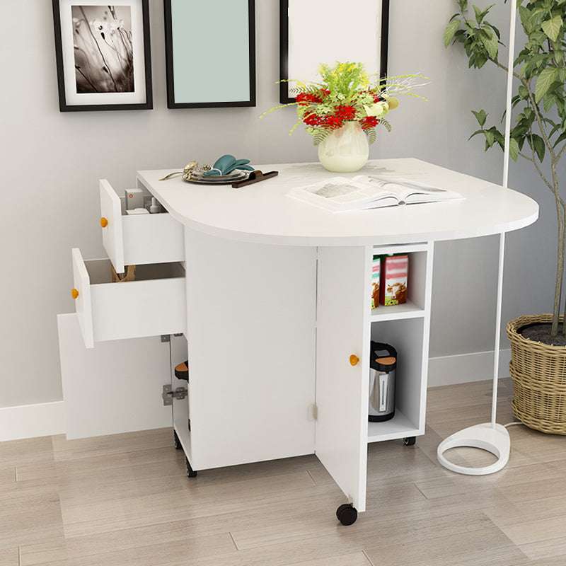 Wood Mid-Century Modern Table Pedestal Dining Table with Drop Leaf Off-White 47.2"L x 23.6"W x 29.5"H Clearhalo ' dining_table' 'Dining Tables & Seating' 'Dining Tables' 'Furniture' 'furniture_dining_table' 'Kitchen & Dining Furniture' 'kitchen&dining_furn' 'kitchen' 'kitchen_dining_table' 4092564