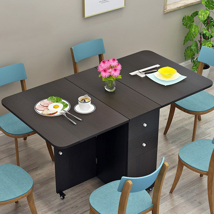 Wood Mid-Century Modern Table Pedestal Dining Table with Drop Leaf Black Clearhalo ' dining_table' 'Dining Tables & Seating' 'Dining Tables' 'Furniture' 'furniture_dining_table' 'Kitchen & Dining Furniture' 'kitchen&dining_furn' 'kitchen' 'kitchen_dining_table' 4092569