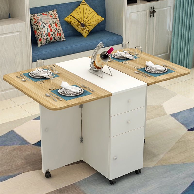 Wood Mid-Century Modern Table Pedestal Dining Table with Drop Leaf Wood Clearhalo ' dining_table' 'Dining Tables & Seating' 'Dining Tables' 'Furniture' 'furniture_dining_table' 'Kitchen & Dining Furniture' 'kitchen&dining_furn' 'kitchen' 'kitchen_dining_table' 4092573