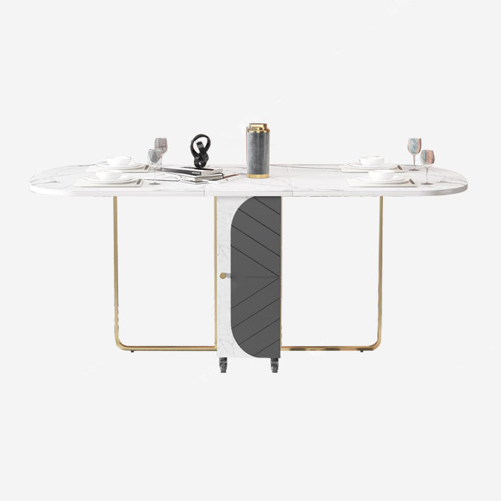 Mid-Century Modern Dining Table Oval Wood Table with Drop Leaf,59.1"L x 31.5"W x 29.5"H Gray Without Chairs Clearhalo ' dining_table' 'Dining Tables & Seating' 'Dining Tables' 'furn' 'furn_dining_table' 'Furniture' 'furniture_dining_table' 'Kitchen & Dining Furniture' 'kitchen&dining_furn' 'kitchen' 'kitchen_dining_table' 4092589