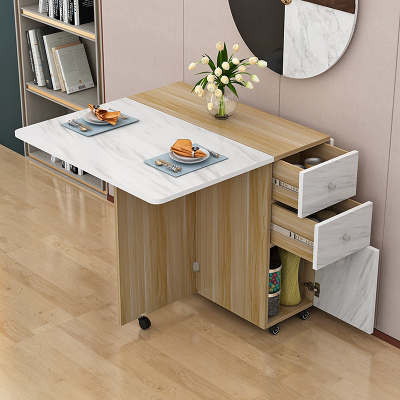 Manufactured Wood Mid-Century Modern Table Rectangle Wood Top Table with Drop Leaf Clearhalo ' dining_table' 'Dining Tables & Seating' 'Dining Tables' 'furn' 'furn_dining_table' 'Furniture' 'furniture_dining_table' 'Kitchen & Dining Furniture' 'kitchen&dining_furn' 'kitchen' 'kitchen_dining_table' 4092610