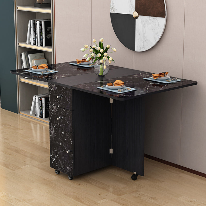 Manufactured Wood Mid-Century Modern Table Rectangle Wood Top Table with Drop Leaf Gloss Black Without Chairs Clearhalo ' dining_table' 'Dining Tables & Seating' 'Dining Tables' 'furn' 'furn_dining_table' 'Furniture' 'furniture_dining_table' 'Kitchen & Dining Furniture' 'kitchen&dining_furn' 'kitchen' 'kitchen_dining_table' 4092612