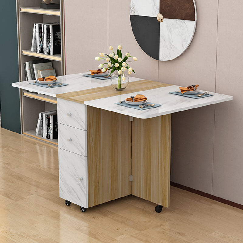 Manufactured Wood Mid-Century Modern Table Rectangle Wood Top Table with Drop Leaf Clearhalo ' dining_table' 'Dining Tables & Seating' 'Dining Tables' 'furn' 'furn_dining_table' 'Furniture' 'furniture_dining_table' 'Kitchen & Dining Furniture' 'kitchen&dining_furn' 'kitchen' 'kitchen_dining_table' 4092613