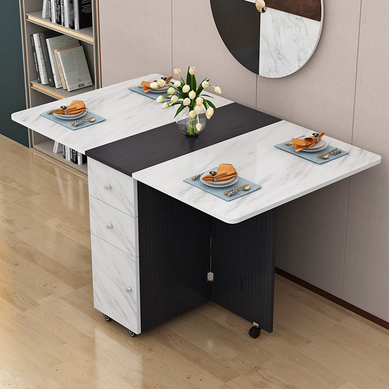 Manufactured Wood Mid-Century Modern Table Rectangle Wood Top Table with Drop Leaf Clearhalo ' dining_table' 'Dining Tables & Seating' 'Dining Tables' 'furn' 'furn_dining_table' 'Furniture' 'furniture_dining_table' 'Kitchen & Dining Furniture' 'kitchen&dining_furn' 'kitchen' 'kitchen_dining_table' 4092614