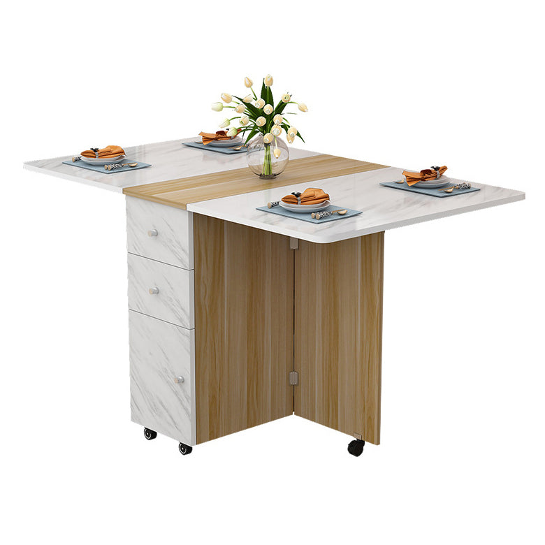Manufactured Wood Mid-Century Modern Table Rectangle Wood Top Table with Drop Leaf Natural Without Chairs Clearhalo ' dining_table' 'Dining Tables & Seating' 'Dining Tables' 'furn' 'furn_dining_table' 'Furniture' 'furniture_dining_table' 'Kitchen & Dining Furniture' 'kitchen&dining_furn' 'kitchen' 'kitchen_dining_table' 4092616