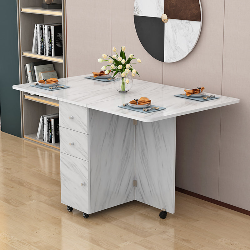 Manufactured Wood Mid-Century Modern Table Rectangle Wood Top Table with Drop Leaf White Without Chairs Clearhalo ' dining_table' 'Dining Tables & Seating' 'Dining Tables' 'furn' 'furn_dining_table' 'Furniture' 'furniture_dining_table' 'Kitchen & Dining Furniture' 'kitchen&dining_furn' 'kitchen' 'kitchen_dining_table' 4092617