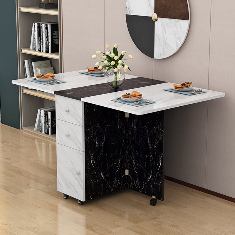 Manufactured Wood Mid-Century Modern Table Rectangle Wood Top Table with Drop Leaf Black-White Without Chairs Clearhalo ' dining_table' 'Dining Tables & Seating' 'Dining Tables' 'furn' 'furn_dining_table' 'Furniture' 'furniture_dining_table' 'Kitchen & Dining Furniture' 'kitchen&dining_furn' 'kitchen' 'kitchen_dining_table' 4092618