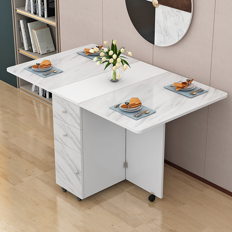 Manufactured Wood Mid-Century Modern Table Rectangle Wood Top Table with Drop Leaf Off-White Without Chairs Clearhalo ' dining_table' 'Dining Tables & Seating' 'Dining Tables' 'furn' 'furn_dining_table' 'Furniture' 'furniture_dining_table' 'Kitchen & Dining Furniture' 'kitchen&dining_furn' 'kitchen' 'kitchen_dining_table' 4092621