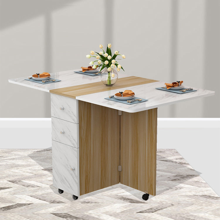 Manufactured Wood Mid-Century Modern Table Rectangle Wood Top Table with Drop Leaf Clearhalo ' dining_table' 'Dining Tables & Seating' 'Dining Tables' 'furn' 'furn_dining_table' 'Furniture' 'furniture_dining_table' 'Kitchen & Dining Furniture' 'kitchen&dining_furn' 'kitchen' 'kitchen_dining_table' 4092626