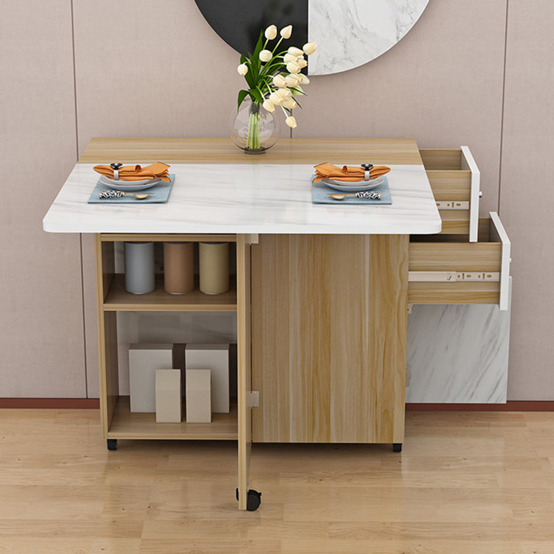 Manufactured Wood Mid-Century Modern Table Rectangle Wood Top Table with Drop Leaf Clearhalo ' dining_table' 'Dining Tables & Seating' 'Dining Tables' 'furn' 'furn_dining_table' 'Furniture' 'furniture_dining_table' 'Kitchen & Dining Furniture' 'kitchen&dining_furn' 'kitchen' 'kitchen_dining_table' 4092627