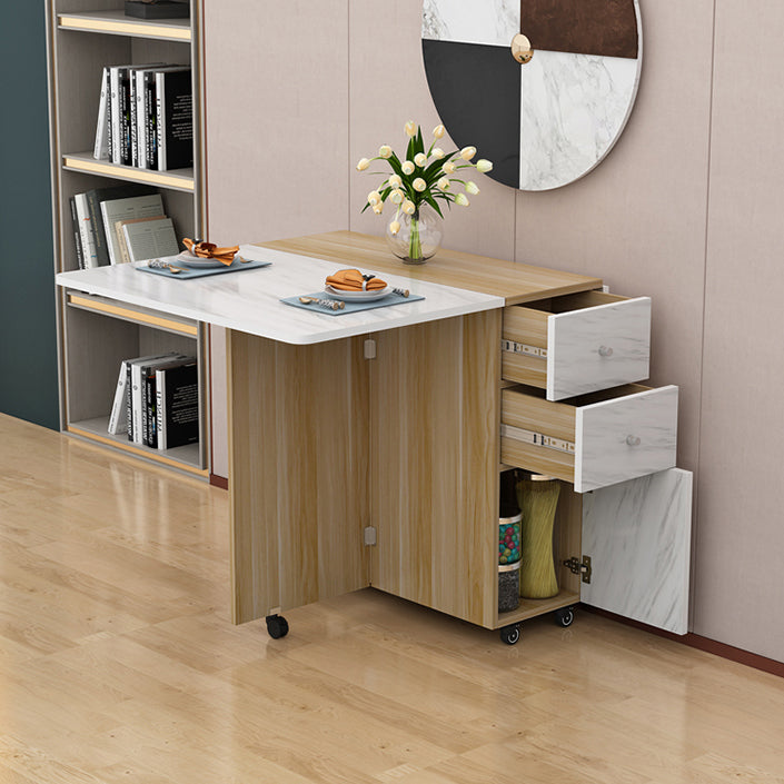 Manufactured Wood Mid-Century Modern Table Rectangle Wood Top Table with Drop Leaf Clearhalo ' dining_table' 'Dining Tables & Seating' 'Dining Tables' 'furn' 'furn_dining_table' 'Furniture' 'furniture_dining_table' 'Kitchen & Dining Furniture' 'kitchen&dining_furn' 'kitchen' 'kitchen_dining_table' 4092628
