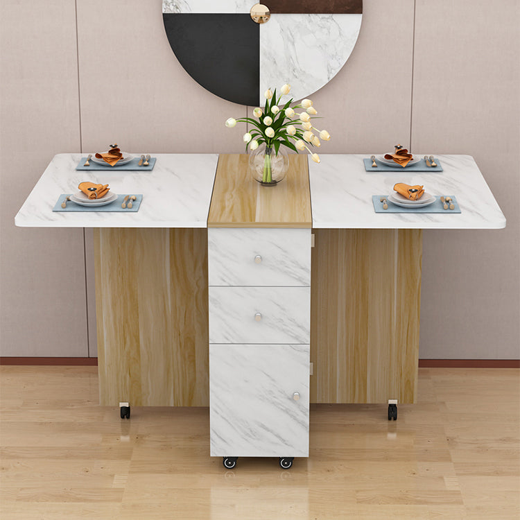 Manufactured Wood Mid-Century Modern Table Rectangle Wood Top Table with Drop Leaf Clearhalo ' dining_table' 'Dining Tables & Seating' 'Dining Tables' 'furn' 'furn_dining_table' 'Furniture' 'furniture_dining_table' 'Kitchen & Dining Furniture' 'kitchen&dining_furn' 'kitchen' 'kitchen_dining_table' 4092630
