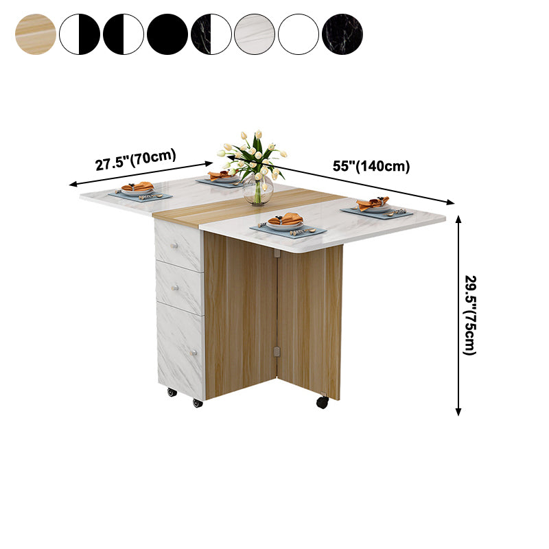 Manufactured Wood Mid-Century Modern Table Rectangle Wood Top Table with Drop Leaf Clearhalo ' dining_table' 'Dining Tables & Seating' 'Dining Tables' 'furn' 'furn_dining_table' 'Furniture' 'furniture_dining_table' 'Kitchen & Dining Furniture' 'kitchen&dining_furn' 'kitchen' 'kitchen_dining_table' 4092632