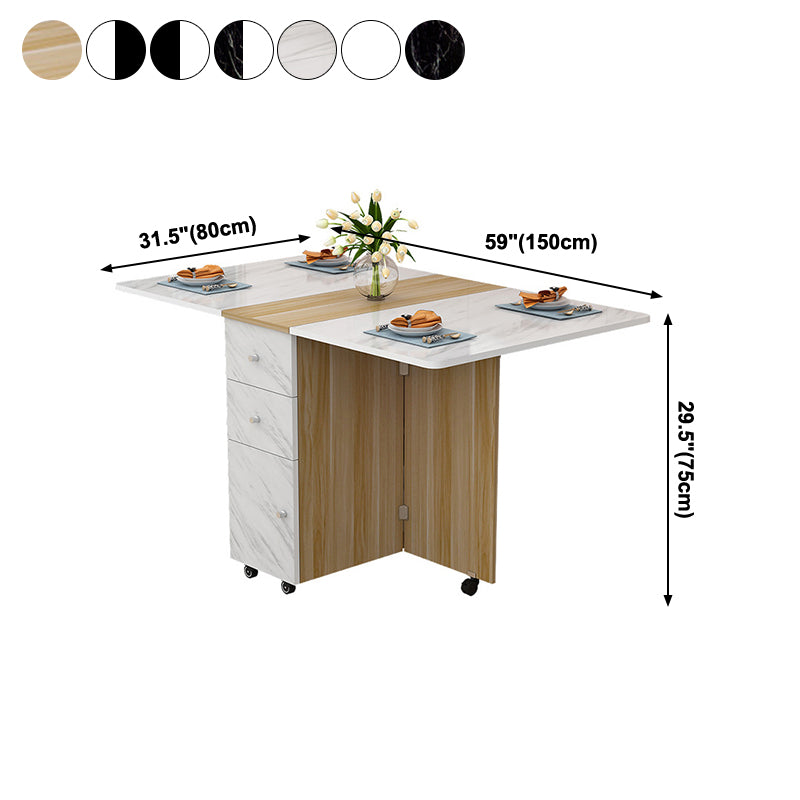 Manufactured Wood Mid-Century Modern Table Rectangle Wood Top Table with Drop Leaf Clearhalo ' dining_table' 'Dining Tables & Seating' 'Dining Tables' 'furn' 'furn_dining_table' 'Furniture' 'furniture_dining_table' 'Kitchen & Dining Furniture' 'kitchen&dining_furn' 'kitchen' 'kitchen_dining_table' 4092633