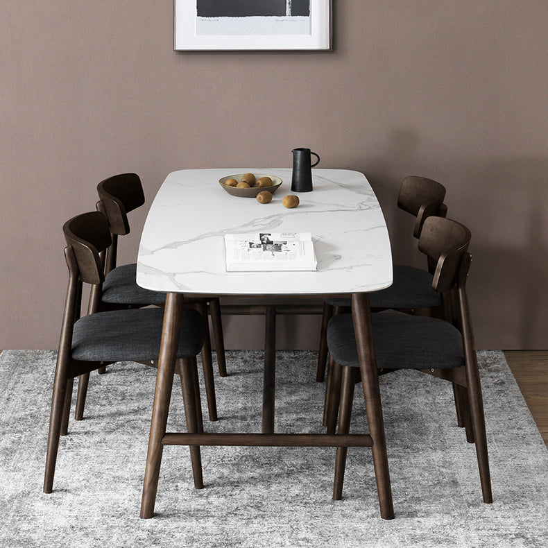 Solid Wood Mid-Century Modern Table Rectangle Sintered Stone Top Table with Trestle Clearhalo ' dining_table' 'Dining Tables & Seating' 'Dining Tables' 'furn' 'furn_dining_table' 'Furniture' 'furniture_dining_table' 'Kitchen & Dining Furniture' 'kitchen&dining_furn' 'kitchen' 'kitchen_dining_table' 4092636