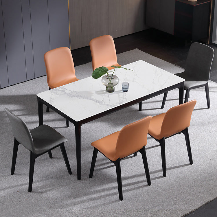 Rectangle Mid-Century Dining Table White Tone Fixed Table with Sintered Stone Clearhalo ' dining_table' 'Dining Tables & Seating' 'Dining Tables' 'Furniture' 'furniture_dining_table' 'Kitchen & Dining Furniture' 'kitchen&dining_furn' 'kitchen' 'kitchen_dining_table' 4092649