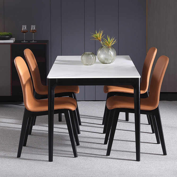 Rectangle Mid-Century Dining Table White Tone Fixed Table with Sintered Stone Clearhalo ' dining_table' 'Dining Tables & Seating' 'Dining Tables' 'Furniture' 'furniture_dining_table' 'Kitchen & Dining Furniture' 'kitchen&dining_furn' 'kitchen' 'kitchen_dining_table' 4092651