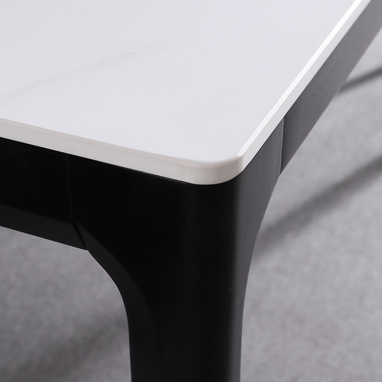 Rectangle Mid-Century Dining Table White Tone Fixed Table with Sintered Stone Clearhalo ' dining_table' 'Dining Tables & Seating' 'Dining Tables' 'Furniture' 'furniture_dining_table' 'Kitchen & Dining Furniture' 'kitchen&dining_furn' 'kitchen' 'kitchen_dining_table' 4092652