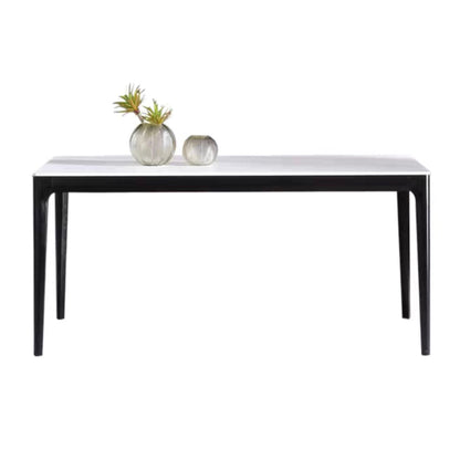 Rectangle Mid-Century Dining Table White Tone Fixed Table with Sintered Stone Clearhalo ' dining_table' 'Dining Tables & Seating' 'Dining Tables' 'Furniture' 'furniture_dining_table' 'Kitchen & Dining Furniture' 'kitchen&dining_furn' 'kitchen' 'kitchen_dining_table' 4092653