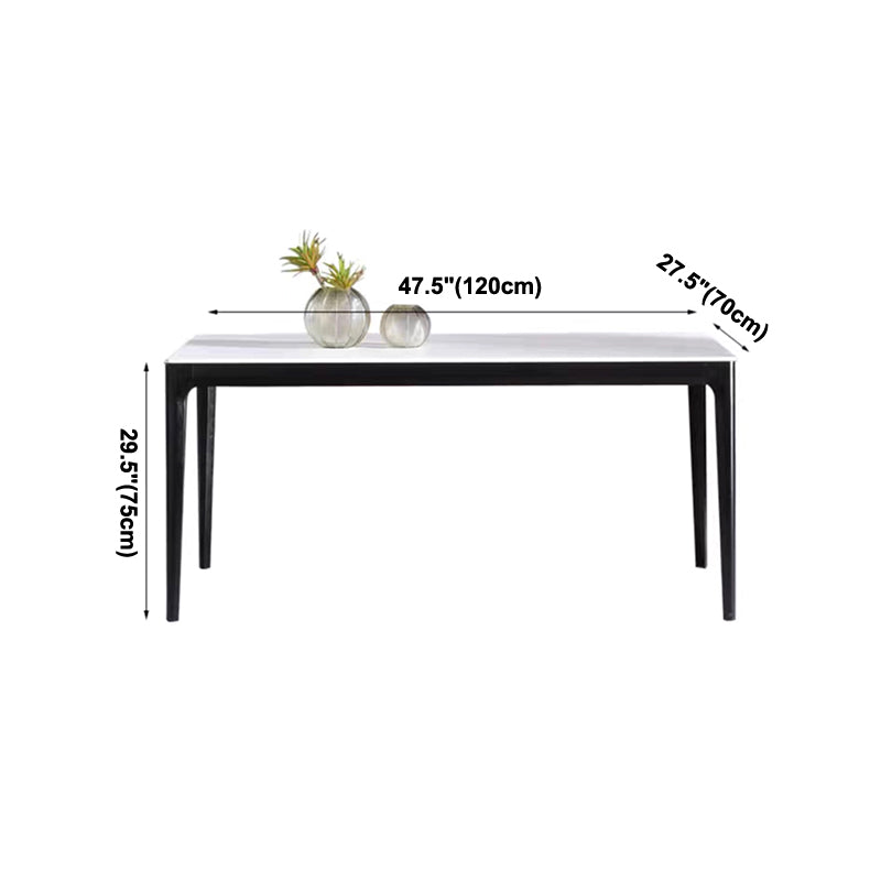 Rectangle Mid-Century Dining Table White Tone Fixed Table with Sintered Stone Clearhalo ' dining_table' 'Dining Tables & Seating' 'Dining Tables' 'Furniture' 'furniture_dining_table' 'Kitchen & Dining Furniture' 'kitchen&dining_furn' 'kitchen' 'kitchen_dining_table' 4092656