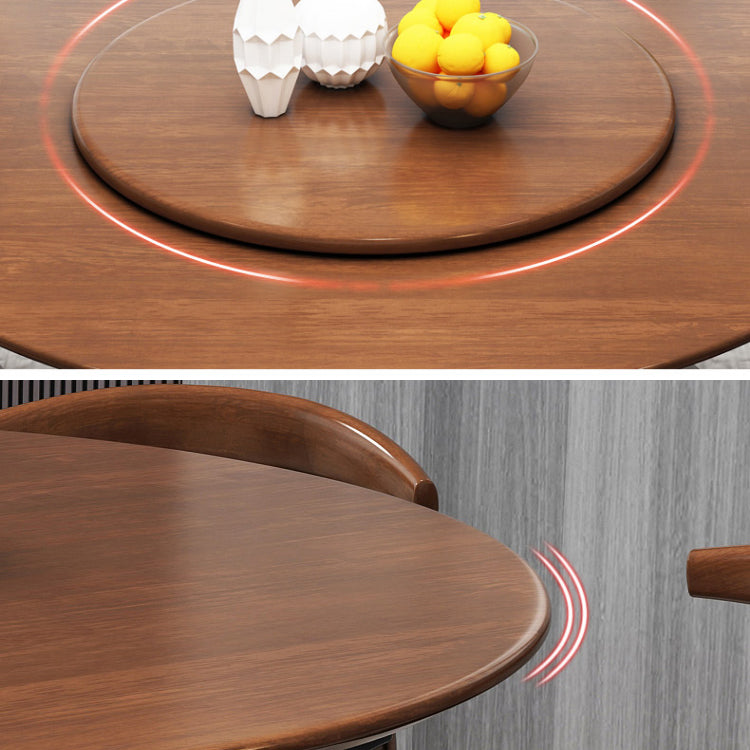 Round Pedestal Casual Dining Table Wood Color Fixed Turntable of Rubberwood Solid Wood Clearhalo ' dining_table' 'Dining Tables & Seating' 'Dining Tables' 'furn' 'furn_dining_table' 'Furniture' 'furniture_dining_table' 'Kitchen & Dining Furniture' 'kitchen&dining_furn' 'kitchen' 'kitchen_dining_table' 4092665