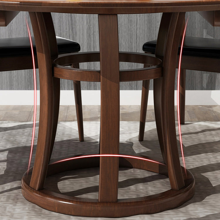 Round Pedestal Casual Dining Table Wood Color Fixed Turntable of Rubberwood Solid Wood Clearhalo ' dining_table' 'Dining Tables & Seating' 'Dining Tables' 'furn' 'furn_dining_table' 'Furniture' 'furniture_dining_table' 'Kitchen & Dining Furniture' 'kitchen&dining_furn' 'kitchen' 'kitchen_dining_table' 4092668
