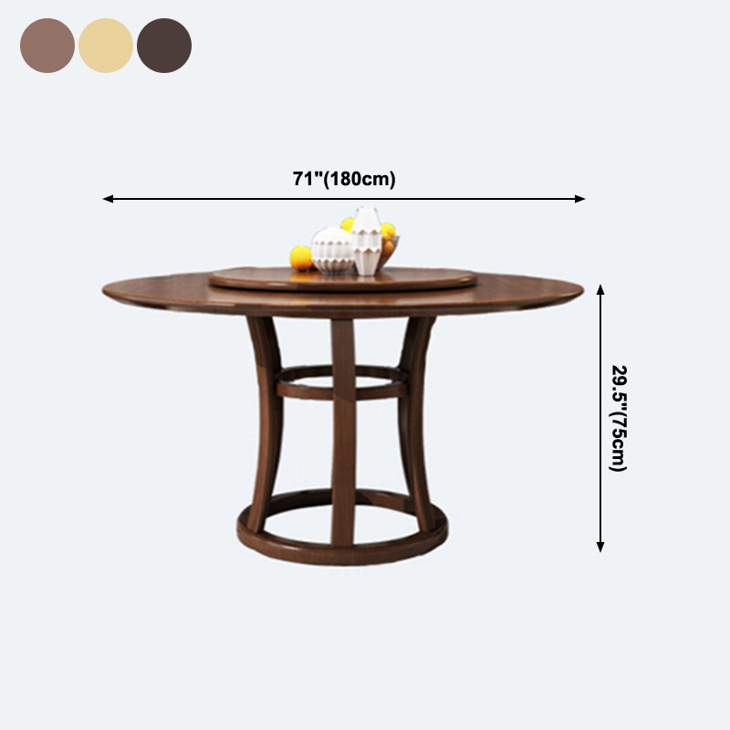 Round Pedestal Casual Dining Table Wood Color Fixed Turntable of Rubberwood Solid Wood Clearhalo ' dining_table' 'Dining Tables & Seating' 'Dining Tables' 'furn' 'furn_dining_table' 'Furniture' 'furniture_dining_table' 'Kitchen & Dining Furniture' 'kitchen&dining_furn' 'kitchen' 'kitchen_dining_table' 4092678