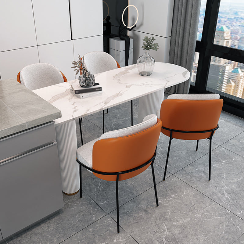 Free Form White Dining Table Sintered Stone Table Luxury Style with 3 Legs Clearhalo ' dining_table' 'Dining Tables & Seating' 'Dining Tables' 'furn' 'furn_dining_table' 'Furniture' 'furniture_dining_table' 'Kitchen & Dining Furniture' 'kitchen&dining_furn' 'kitchen' 'kitchen_dining_table' 4092681