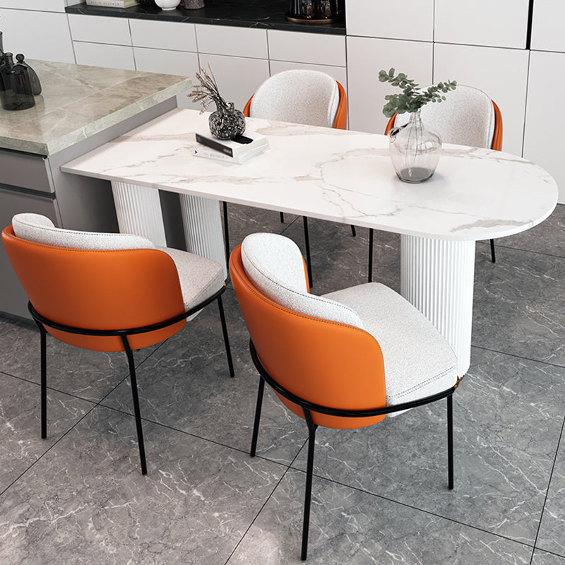 Free Form White Dining Table Sintered Stone Table Luxury Style with 3 Legs Clearhalo ' dining_table' 'Dining Tables & Seating' 'Dining Tables' 'furn' 'furn_dining_table' 'Furniture' 'furniture_dining_table' 'Kitchen & Dining Furniture' 'kitchen&dining_furn' 'kitchen' 'kitchen_dining_table' 4092682