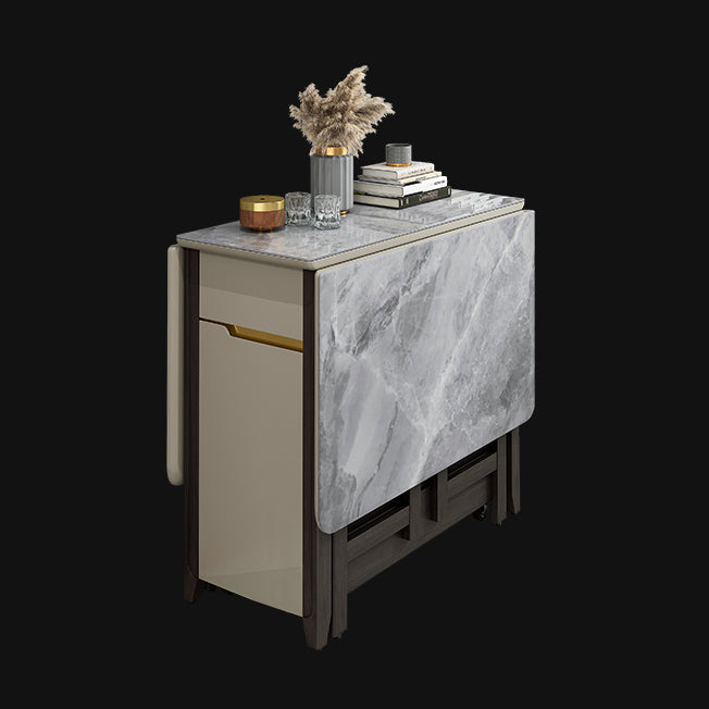 Rectangle Stone Dining Site Table Simplicity Style Drop Leaf Table for Home Gray 55.1"L x 31.5"W x 29.5"H Without Chairs Clearhalo ' dining_table' 'Dining Tables & Seating' 'Dining Tables' 'furn' 'furn_dining_table' 'Furniture' 'furniture_dining_table' 'Kitchen & Dining Furniture' 'kitchen&dining_furn' 'kitchen' 'kitchen_dining_table' 4092706