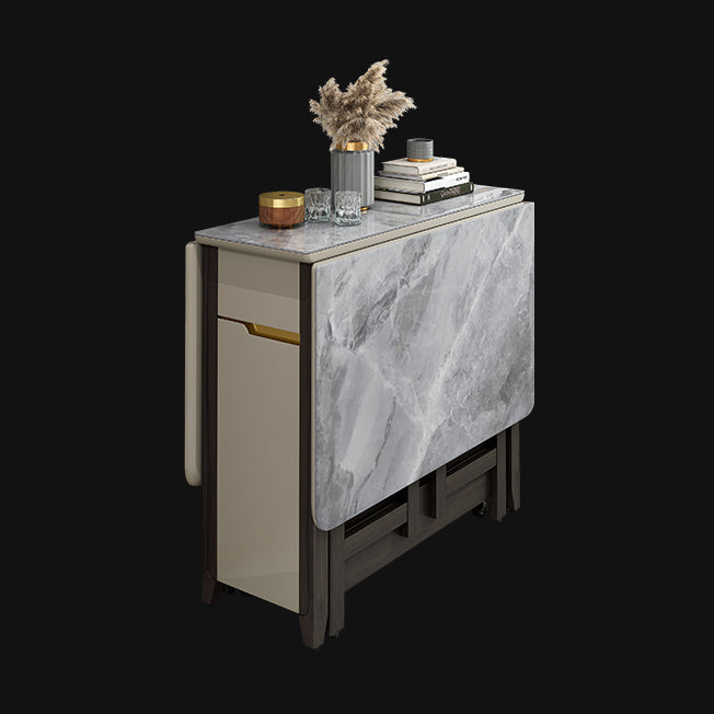 Rectangle Stone Dining Site Table Simplicity Style Drop Leaf Table for Home Gray 51.2"L x 31.5"W x 29.5"H Without Chairs Clearhalo ' dining_table' 'Dining Tables & Seating' 'Dining Tables' 'furn' 'furn_dining_table' 'Furniture' 'furniture_dining_table' 'Kitchen & Dining Furniture' 'kitchen&dining_furn' 'kitchen' 'kitchen_dining_table' 4092707