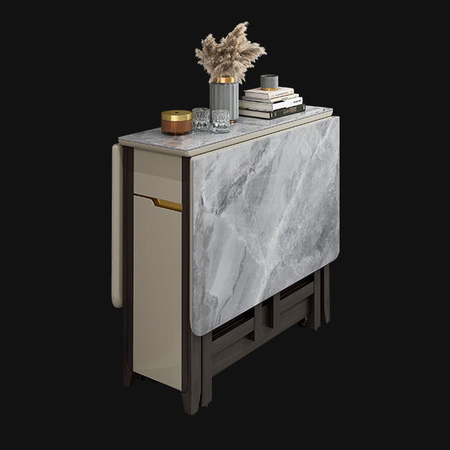 Rectangle Stone Dining Site Table Simplicity Style Drop Leaf Table for Home Gray 47.2"L x 31.5"W x 29.5"H Without Chairs Clearhalo ' dining_table' 'Dining Tables & Seating' 'Dining Tables' 'furn' 'furn_dining_table' 'Furniture' 'furniture_dining_table' 'Kitchen & Dining Furniture' 'kitchen&dining_furn' 'kitchen' 'kitchen_dining_table' 4092709