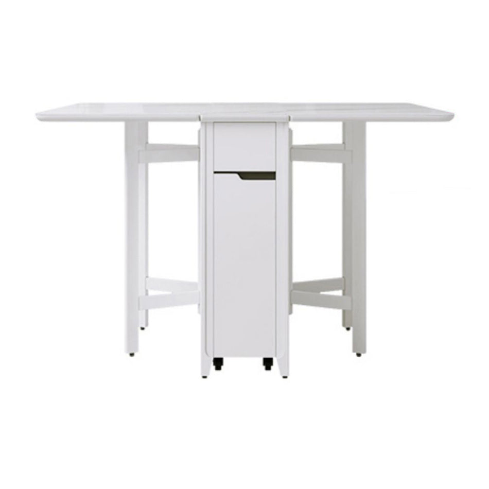Rectangle Stone Dining Site Table Simplicity Style Drop Leaf Table for Home White 47.2"L x 31.5"W x 29.5"H Without Chairs Clearhalo ' dining_table' 'Dining Tables & Seating' 'Dining Tables' 'furn' 'furn_dining_table' 'Furniture' 'furniture_dining_table' 'Kitchen & Dining Furniture' 'kitchen&dining_furn' 'kitchen' 'kitchen_dining_table' 4092716
