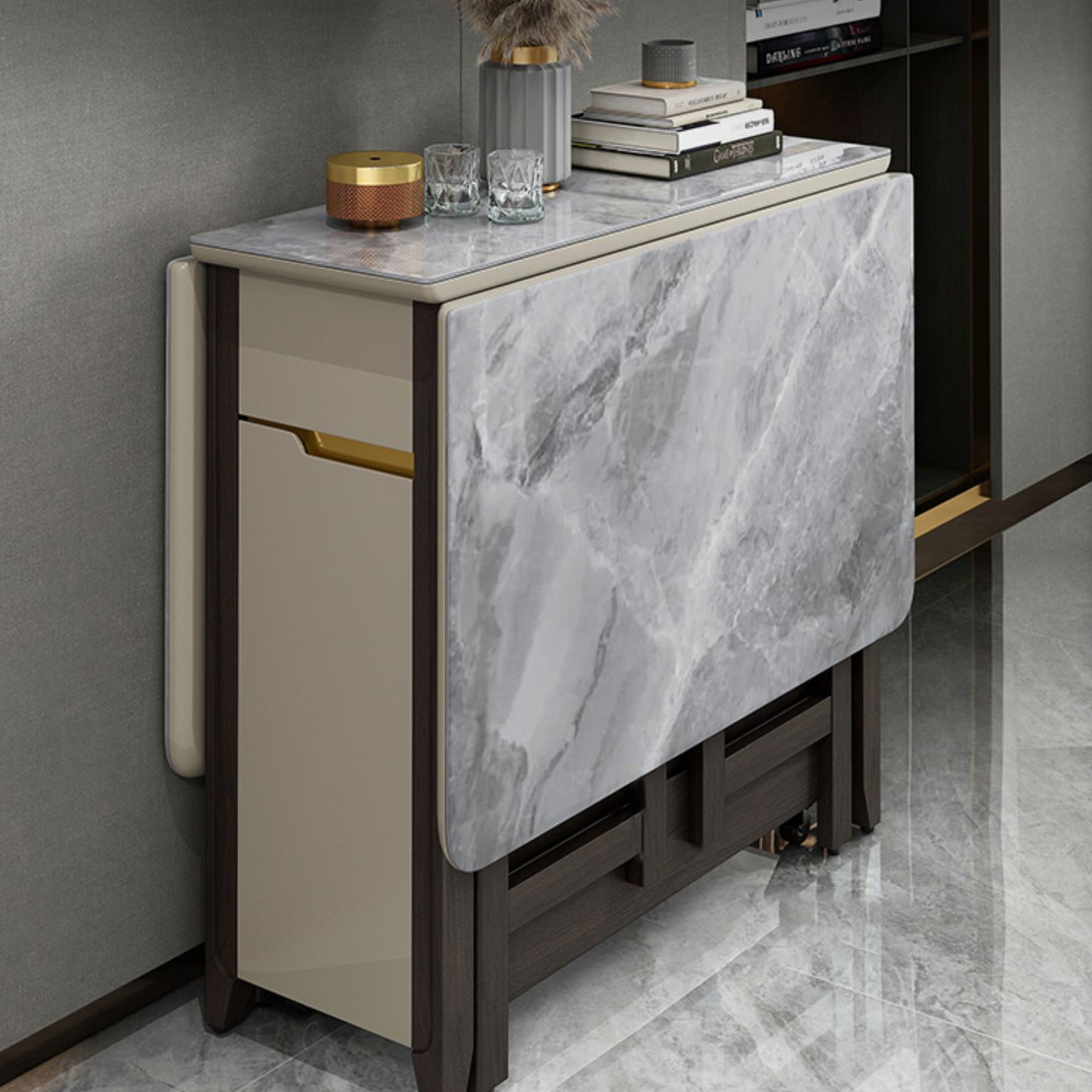 Rectangle Stone Dining Site Table Simplicity Style Drop Leaf Table for Home Clearhalo ' dining_table' 'Dining Tables & Seating' 'Dining Tables' 'furn' 'furn_dining_table' 'Furniture' 'furniture_dining_table' 'Kitchen & Dining Furniture' 'kitchen&dining_furn' 'kitchen' 'kitchen_dining_table' 4092718
