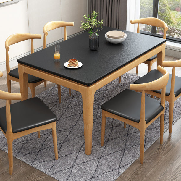 4-foot Stone Furniture Midcentury Style Rectangle Dining Table for Indoor Natural Wood Black Without Chairs Clearhalo ' dining_table' 'Dining Tables & Seating' 'Dining Tables' 'furn' 'furn_dining_table' 'Furniture' 'furniture_dining_table' 'Kitchen & Dining Furniture' 'kitchen&dining_furn' 'kitchen' 'kitchen_dining_table' 4092729