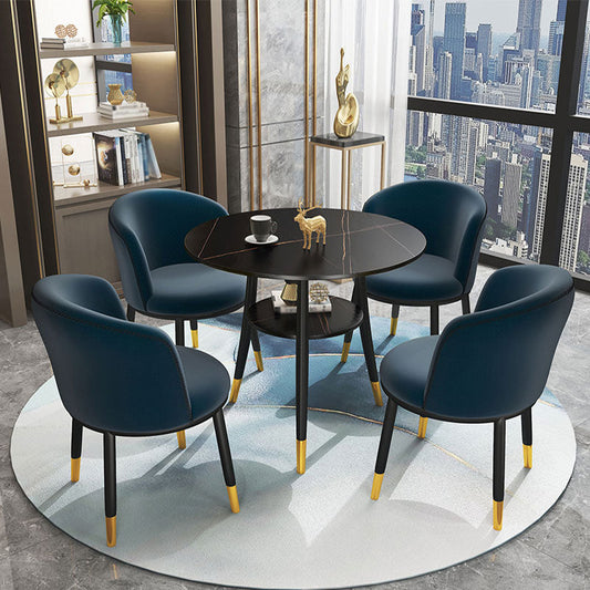 Stone Dining Table Traditional Luxury Round Dining Site Table with Tripod Base
