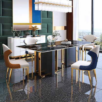 Traditional Luxury Rectangle Furniture Double Pedestal Stone Dining Table Black Without Chairs Clearhalo ' dining_table' 'Dining Tables & Seating' 'Dining Tables' 'furn' 'furn_dining_table' 'Furniture' 'furniture_dining_table' 'Kitchen & Dining Furniture' 'kitchen&dining_furn' 'kitchen' 'kitchen_dining_table' 4092784