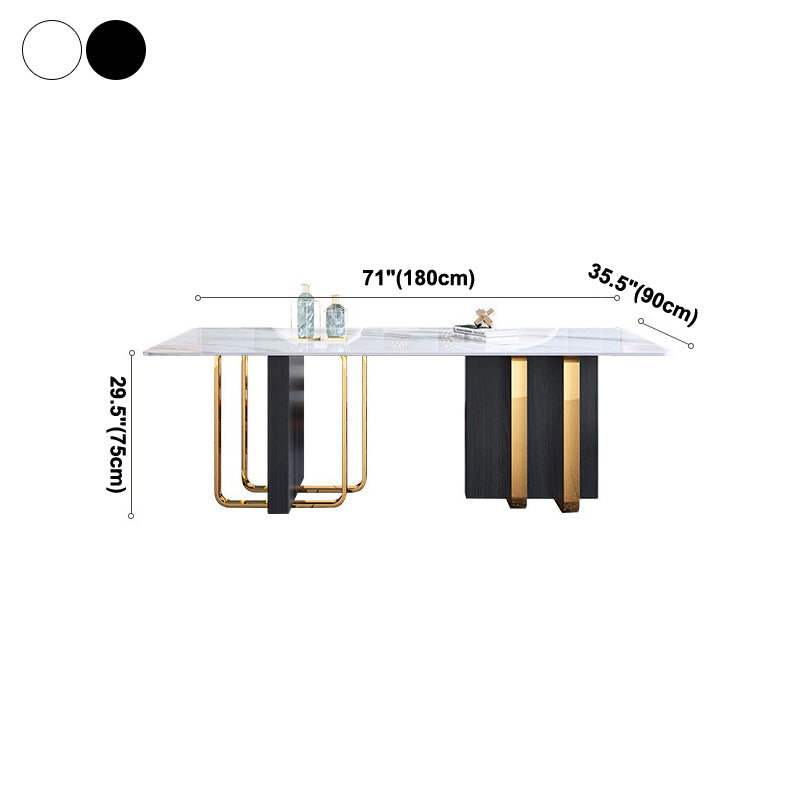 Traditional Luxury Rectangle Furniture Double Pedestal Stone Dining Table Clearhalo ' dining_table' 'Dining Tables & Seating' 'Dining Tables' 'furn' 'furn_dining_table' 'Furniture' 'furniture_dining_table' 'Kitchen & Dining Furniture' 'kitchen&dining_furn' 'kitchen' 'kitchen_dining_table' 4092794