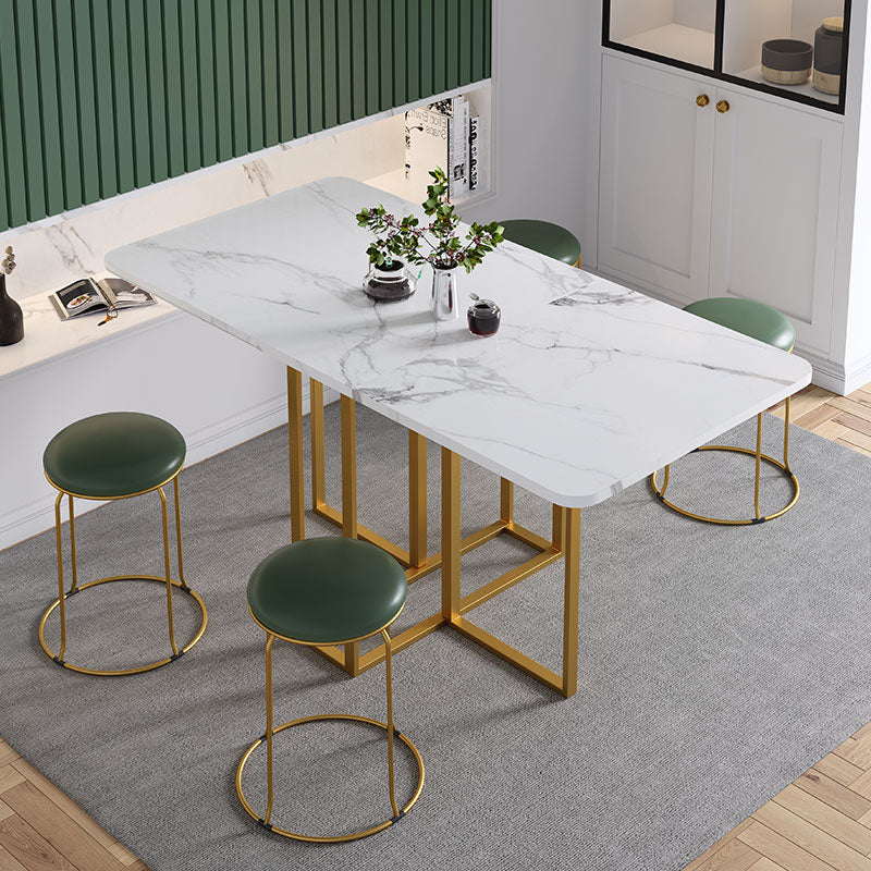 59'' Foldable Rectangle Dining Table in White Modern Extendable Table with Trestle Base Clearhalo ' dining_table' 'Dining Tables & Seating' 'Dining Tables' 'furn' 'furn_dining_table' 'Furniture' 'furniture_dining_table' 'Kitchen & Dining Furniture' 'kitchen&dining_furn' 'kitchen' 'kitchen_dining_table' 4092797