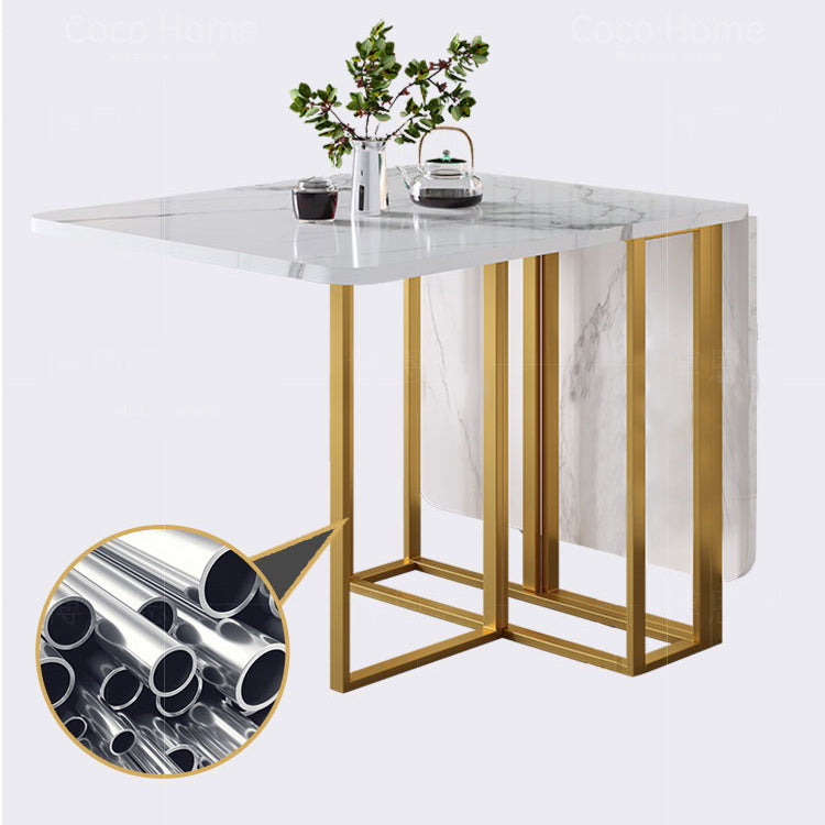 59'' Foldable Rectangle Dining Table in White Modern Extendable Table with Trestle Base Clearhalo ' dining_table' 'Dining Tables & Seating' 'Dining Tables' 'furn' 'furn_dining_table' 'Furniture' 'furniture_dining_table' 'Kitchen & Dining Furniture' 'kitchen&dining_furn' 'kitchen' 'kitchen_dining_table' 4092805