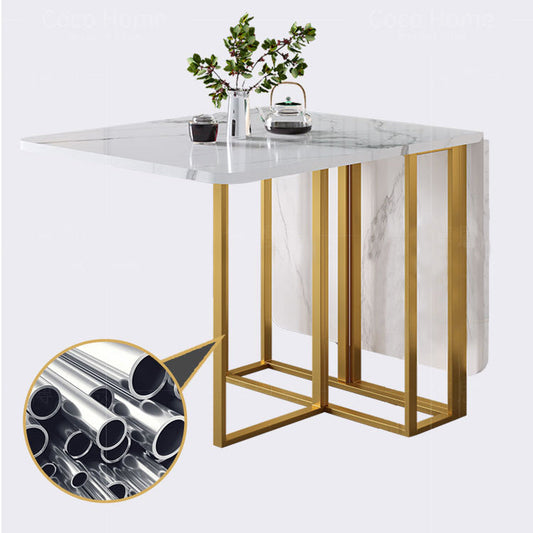 59'' Foldable Rectangle Dining Table in White Modern Extendable Table with Trestle Base Clearhalo ' dining_table' 'Dining Tables & Seating' 'Dining Tables' 'furn' 'furn_dining_table' 'Furniture' 'furniture_dining_table' 'Kitchen & Dining Furniture' 'kitchen&dining_furn' 'kitchen' 'kitchen_dining_table' 4092805