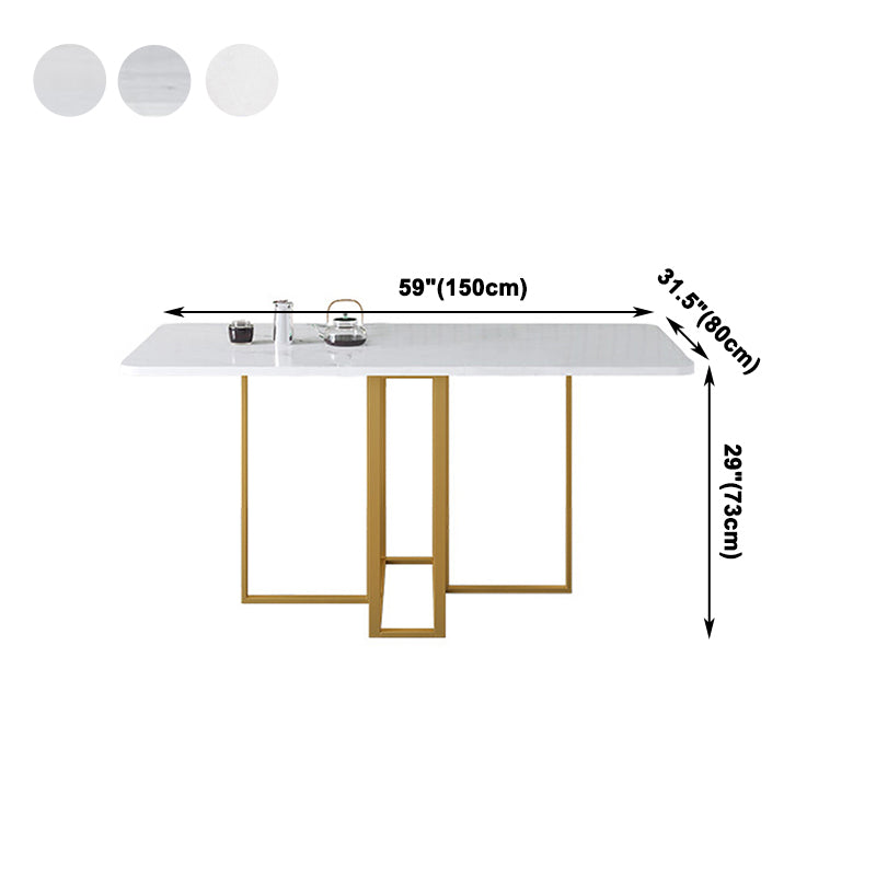 59'' Foldable Rectangle Dining Table in White Modern Extendable Table with Trestle Base Clearhalo ' dining_table' 'Dining Tables & Seating' 'Dining Tables' 'furn' 'furn_dining_table' 'Furniture' 'furniture_dining_table' 'Kitchen & Dining Furniture' 'kitchen&dining_furn' 'kitchen' 'kitchen_dining_table' 4092809