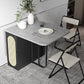 Foldable Wooden Top Dining Table Medieval Modern Rectangle Table with Storage Trestle Base Clearhalo ' dining_table' 'Dining Tables & Seating' 'Dining Tables' 'furn' 'furn_dining_table' 'Furniture' 'furniture_dining_table' 'Kitchen & Dining Furniture' 'kitchen&dining_furn' 'kitchen' 'kitchen_dining_table' 4092836