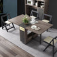Foldable Woode Table in Grey Medieval Modern Rectangle Table with Storage Trestle Base Clearhalo ' dining_table' 'Dining Tables & Seating' 'Dining Tables' 'furn' 'furn_dining_table' 'Furniture' 'furniture_dining_table' 'Kitchen & Dining Furniture' 'kitchen&dining_furn' 'kitchen' 'kitchen_dining_table' 4092848