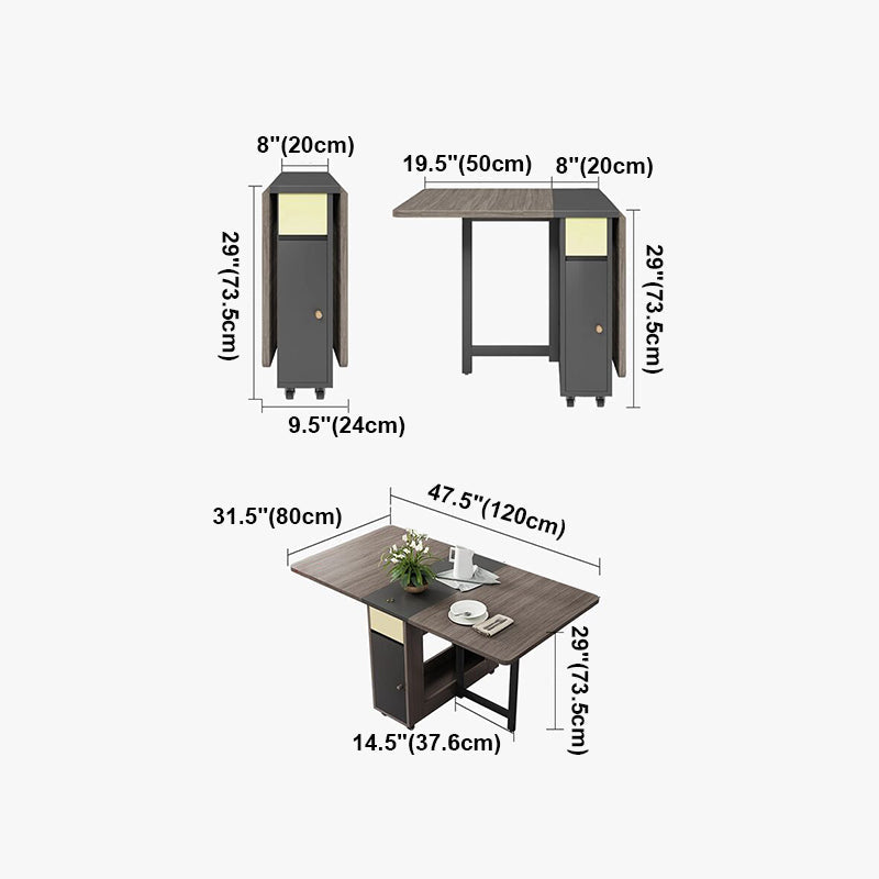 Foldable Woode Table in Grey Medieval Modern Rectangle Table with Storage Trestle Base Clearhalo ' dining_table' 'Dining Tables & Seating' 'Dining Tables' 'furn' 'furn_dining_table' 'Furniture' 'furniture_dining_table' 'Kitchen & Dining Furniture' 'kitchen&dining_furn' 'kitchen' 'kitchen_dining_table' 4092858