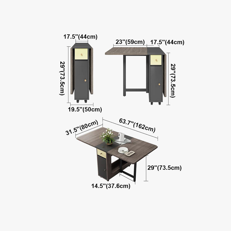 Foldable Woode Table in Grey Medieval Modern Rectangle Table with Storage Trestle Base Clearhalo ' dining_table' 'Dining Tables & Seating' 'Dining Tables' 'furn' 'furn_dining_table' 'Furniture' 'furniture_dining_table' 'Kitchen & Dining Furniture' 'kitchen&dining_furn' 'kitchen' 'kitchen_dining_table' 4092859