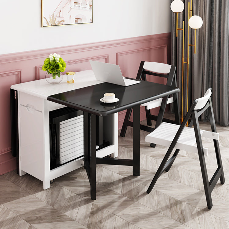 Mid-Century Modern Dining Table Rectangle Rubberwood Drop-Leaf Dining Table for Home Use Clearhalo ' dining_table' 'Dining Tables & Seating' 'Dining Tables' 'furn' 'furn_dining_table' 'Furniture' 'furniture_dining_table' 'Kitchen & Dining Furniture' 'kitchen&dining_furn' 'kitchen' 'kitchen_dining_table' 4092892