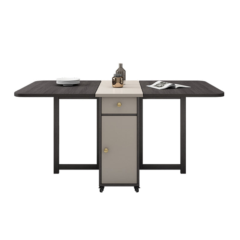 Rectangle Mid-Century Modern Dining Table Drop-Leaf Table with Ash Solid Wood Base,59"L x 29.1"H Brown Without Chairs Clearhalo ' dining_table' 'Dining Tables & Seating' 'Dining Tables' 'furn' 'furn_dining_table' 'Furniture' 'furniture_dining_table' 'Kitchen & Dining Furniture' 'kitchen&dining_furn' 'kitchen' 'kitchen_dining_table' 4092904