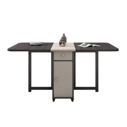 Rectangle Mid-Century Modern Dining Table Drop-Leaf Table with Ash Solid Wood Base,59"L x 29.1"H Brown Without Chairs Clearhalo ' dining_table' 'Dining Tables & Seating' 'Dining Tables' 'furn' 'furn_dining_table' 'Furniture' 'furniture_dining_table' 'Kitchen & Dining Furniture' 'kitchen&dining_furn' 'kitchen' 'kitchen_dining_table' 4092904